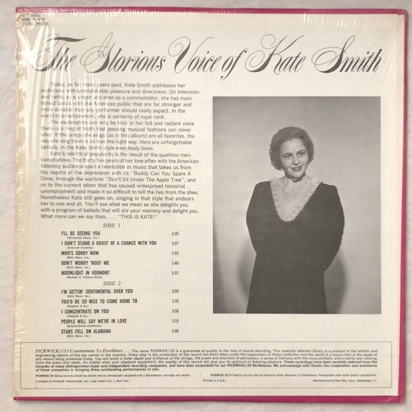 Kate Smith The Glorious Voice Vinyl Lp - Picture 9 of 10